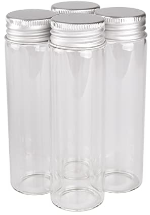 KERREY 48 Botellas de Vidrio de 50 ml con Tapas de Aluminio, tarros de Vidrio de 30 * 100mm for Regalo de Manualidades de Boda