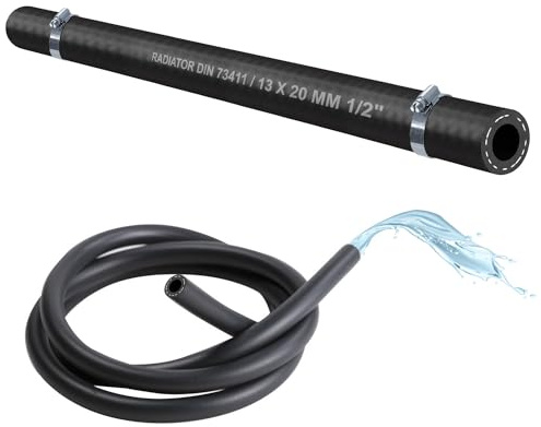 (13 mm) 1x Metro tubo in gomma EPDM per auto tubo del radiatore tubo dell'acqua di raffreddamento tubo dell'acqua calda da -40 a +120°C DIN 73411 (incluse 2x fascette W2 DIN3017) (13 x 20 mm 1/2