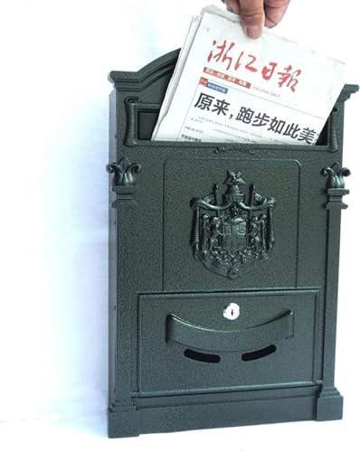 Briefkasten mit Schloss, Briefkasten, Retro-Zeitungskasten, Villa-Briefkasten, Außenwand, schmiedeeiserner Zeitungskasten