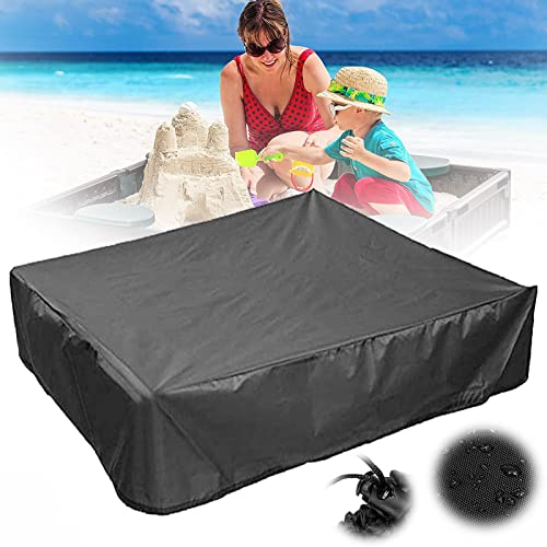 FXKJ Sandkastenabdeckung Wasserdicht Staubdichte Sandkasten Abdeckung 125×125cm / 155x155cm / 185x185cm / 200x200cm Sandkasten Abdeckplane mit Kordelzug,155×155cm,Black