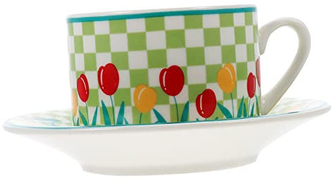 TOPBATHY Tazzine Caffè Vintage Con Piattino in Ceramica Tazza Piccola Da Caffè Tazza Da Bere Ceramica