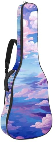 Schöne Tasche für Akustikgitarre, wasserdichte Gigbag mit mehreren Taschen, bunte Wolken, mehrfarbig, 42.9x16.9x4.7 in, Gitarrentasche