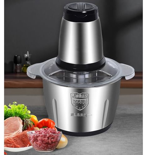 OZTYSGXM Picadora Carne Eléctrica Acero Inoxidable Alta Resistencia, Procesador Alimentos Bebés Multiusos Máquina Relleno Carne Pescado Verduras y Alimentos Bebés Dos Velocidades,2L