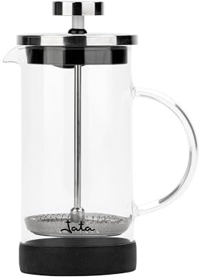 Jata HOGAR HCAF1135 - Cafetera Francesa. Prensa Francesa. Cafetera émbolo. Tetera y Espumadora. 350 ml. Vidrio Borosilicato. Resistente al calor. Filtro acero inoxidable. Cafés, infusiones, espumas