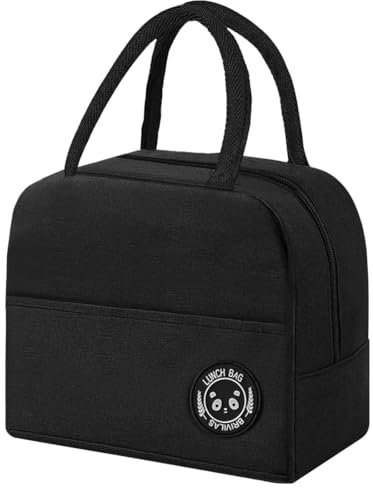 SHSMPXOY Kühltasche Klein 6L Isolierte Lunchtasche mit Folienfutter Mini Kühltasche mit Isolierter Aluminiumfolie Lunchbox Tasche Tragbare Kühltasche Faltbar für Schule Büro Picknick Reise (Schwarz)