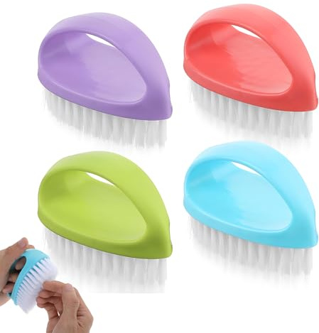4Pcs Nail Brushes, Nail Brushes for Cleaning Nails, 10.5 x 5 x 7 cm Nail Scrubbing Brush with Firm Bristles, Nail Cleaning Brush for Daily Deep Cleaning(Red, Blue, Green, Purple)