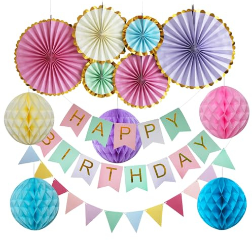 GIDWRIY Addobbi Festoni Compleanno Allestimento,Striscione Happy Birthday Decorazioni Festa,Striscioni Buon Compleanno Banner,Addobbi Party,Ghirlanda Bandierine Happy Birthday per Ragazza Donne