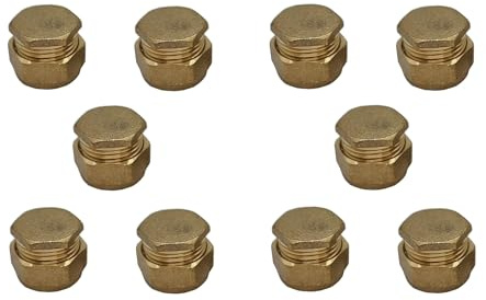 TC Brass Compression Stop End Blank End Cap 15mm for Copper Pipe - Pack of 10