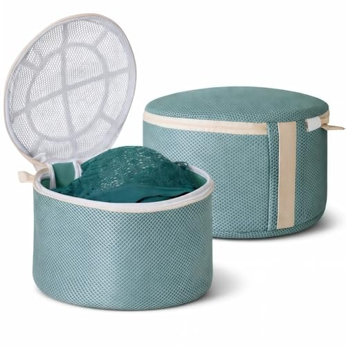 BH Wäschenetz Groß für Waschmaschine – 2 Stück BH Waschbeutel (25 × 15 cm) in Hellgrau – Aus hochwertigem Polyester-Mesh mit verstecktem Reißverschluss für BHs, Unterwäsche & empfindliche Wäsche