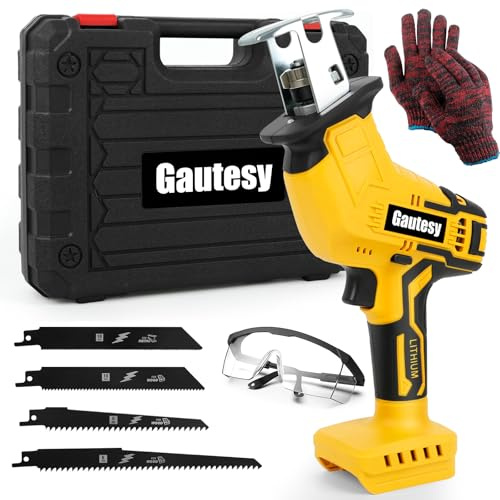 Gautesy Cordless Reciprocating Saw for Dewalt 20V,0-3500SPM, Tool-Free Blade Change, 4 Blades for Wood/MetalWood/Metal/PVC Cutting(No Battery)