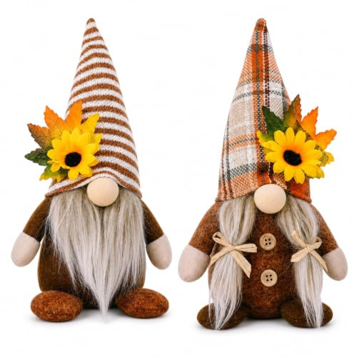Efuwfugc 2 Pcs Autumn Decor, Autumn Decorations and Gonk Gifts, Harvest Festival Decorations for Seasonal Home Display, Kitchen, Autumn Gnome Ornaments for Tabletop Arrangements
