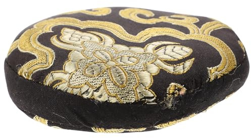 Klangschalenkissen 10cm Schwarz für Buddha Sound Bowl | Baumwolltuch, Rund und Leicht, Traditionelle Muster, Schlichtes Design