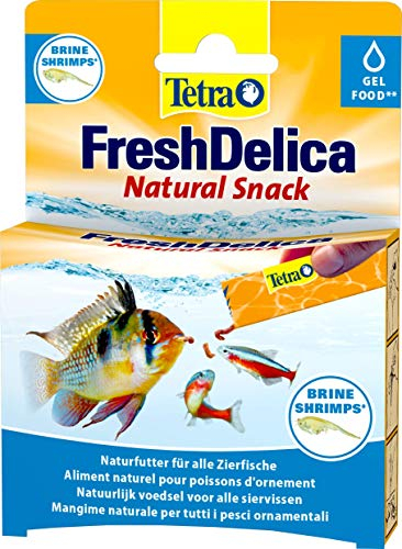 Tetra FreshDelica Brine Shrimps - natürlicher Snack mit Artemia für Zierfische, Leckerbissen in Gelee, 16 x 3 g Beutel