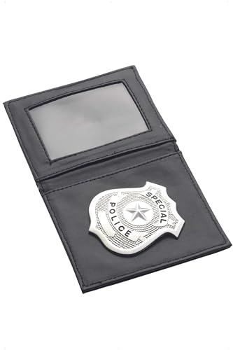 Smiffy's Polizei-Abzeichen in Brieftasche, Schwarz/Silber