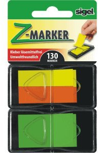 Sigel 12 x Z-Marker Neon 2x 12x45mm 1x25x45mm 130 Blatt neongelb neonorange neongrün