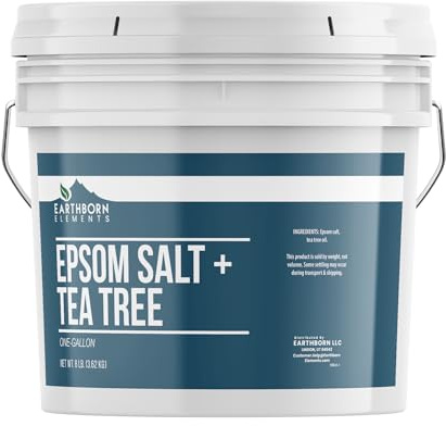Earthborn Elements Tea Tree Epsom Salt (1 Gallon) Pure & Undiluted, Soothing Aroma