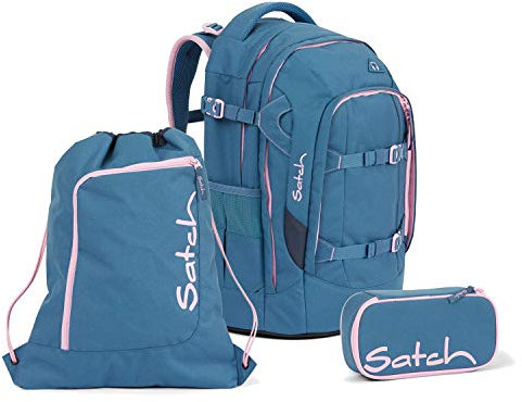 Satch Pack Deep Rose Schulrucksack Set 3tlg.