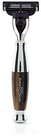 Edwin Jagger R362CR Chrome Plated - Diffusion 36 Series Imitation Light Horn Handle Compatible With Mach3 Razor Cartridge