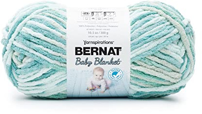 Bernat Baby Blanket 300g Baby Blue- Green Yarn - 1 Pack of 300g/10.5oz - Polyester - 11 Super Bulky - Knitting/Crochet