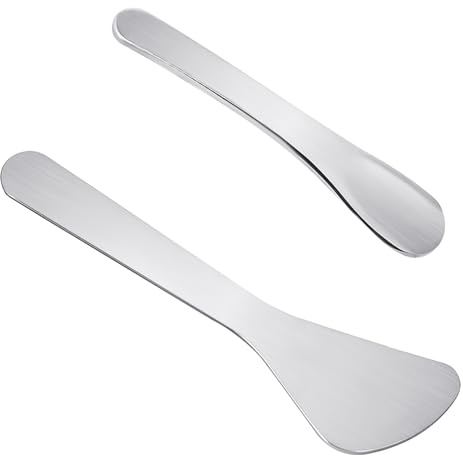 2Pcs Mini Metal Cosmetic Spatulas, Makeup Spatulas, Skincare Spatula, Cream Spatula, Beauty Accessories for Mixing and Sampling Plant Masks, Skin Care Creams, Eye Cream, Essences(Style 3)