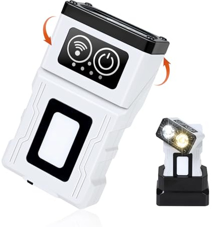 UltraFire Mini LED Taschenlampe mit Ladestation, 500 Lumen Wiederaufladbar Kleine Taschenlampe, 180° Drehbar, 10 Modi, Magnetisch, Clip