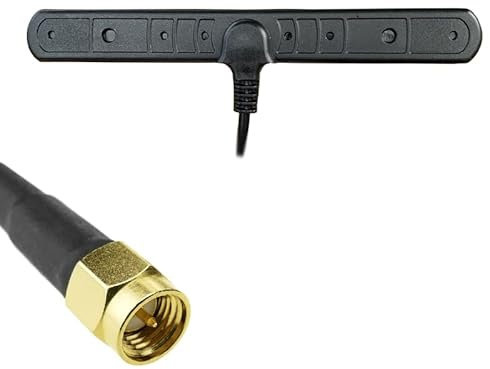 UniteCom Antenne robuste 4G/5G T-bar, support adhésif puissant, omni directionnel, antenne LTE robuste, routeur haut débit cellulaire SMA mâle pour Internet mobile intérieur extérieur 02 EE Vodafone