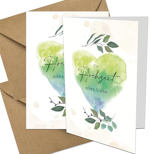 the lazy panda card company 2 x Natur Hochzeitskarte aus recycelten Materialien Karte Hochzeit - (2 Stück)