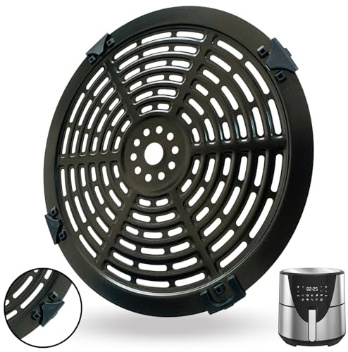 CyHiThai 8QT Round Air Fryer Grill Crisper Plate for Bella Pro Series 8QT Air Fryers, Upgraded Air Fryer Grill Pan Crisper Tray Insert Grate Rack Grid Shelf for 8QT Bella Air Fryer, Dishwasher Safe