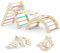 nmoiww Struttura da Arrampicata per Bambini 3 in 1, Scala da Arrampicata in Legno per Bambini, Palestra da Gioco Montessori per Interni (Colori Arcobaleno)