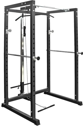 Hansson Sports® Power Rack Squat Cage Kraftstation mit Klimmzugstange, erweiterbar mit Latzug, zertifizierte Premium Qualität nach EN957, 400 kg belastbar! (B:Power Rack Mit LAT)