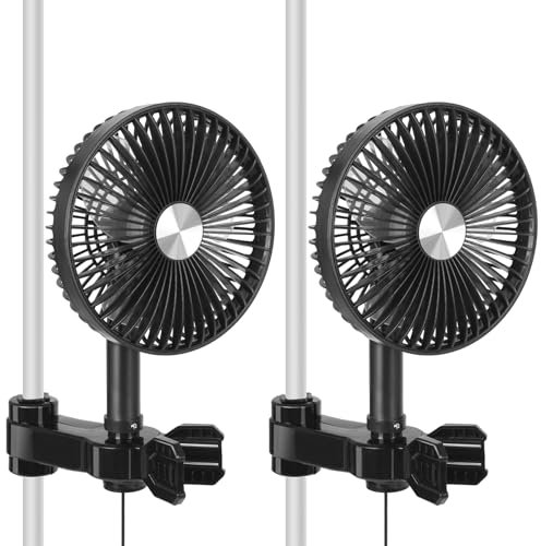 OUGPIU 2PCS Grow Ventilatore con Clip,Protezione Oscillante,Motore EC,Ventola per Tenda da 3W,Diametro 17cm Clip Fan Grow Tent con Cavo di Prolunga 2m,Adatto per Piccole Serre