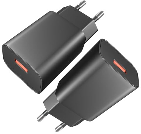 Powice 2X 15W USB A Ladegerät, 5V/3A US B Lade-gerät, USB Adapter, US B Netzteil, Ladegerät USB Geeignet für Mobiltelefone, Kopfhörer, Schreibtischlampen, Bluetooth Lautsprecher und Andere Kleingeräte