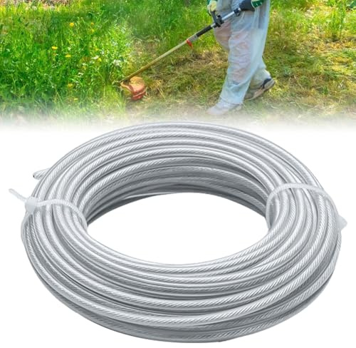 GOMETY Hilo de 3 mm x 50 m para desbrozadora, hilo de acero para cortabordes, hilo de acero para desbrozadora, hilo de acero para cortacésped, hilo para desbrozadora, hilo para cortacésped, hilo para