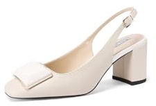 QUEEN HELENA Décolleté Eleganti Slingback Scarpe a Punta Chiusa Donna K3689 (Beige, Sistema Taglie Calzature EU, Adulto, Donna, Numero, Media, 38)