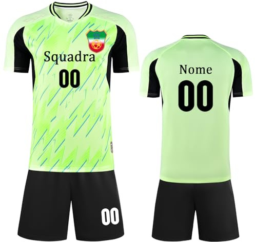 OPUTWDF Maglia Personalizzabile Calcio per Bambini e Adulti Maglietta e Pantaloncini da Calcio Jersey Completo da Calcio