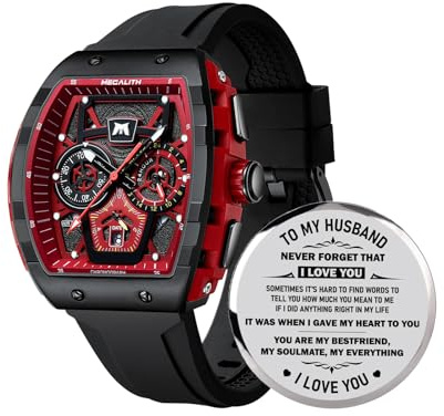 MEGALITH Herren Uhren Sportlich Quadratisch: Groß Militär Wasserdicht Analog Armbanduhr mit Gummiband - Geschenke für Stilvoll Lässig Männer Jubiläum Geburtstag