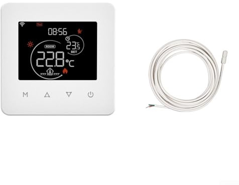 Yuanpgky Termostato inteligente programable WiFi para caldera de gas, sistema eléctrico de calefacción por suelo con control por voz, aplicación de control remoto, 86 x 86 mm, color blanco