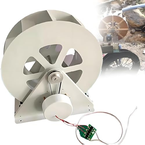 PioMue Generador de energía hidroeléctrica con Rueda hidráulica,generación de Electricidad de Disco de Baja Velocidad para Equipos de generación de energía de iluminación Exterior doméstica 100W