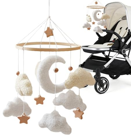 Babybettwäsche für Kinder Ästhetische und pädagogische Dekoration | Boho Babybett-Mobile Wolke für Schlafzimmer Wohnzimmer Babybett Fenster Mädchen Kleinkinder