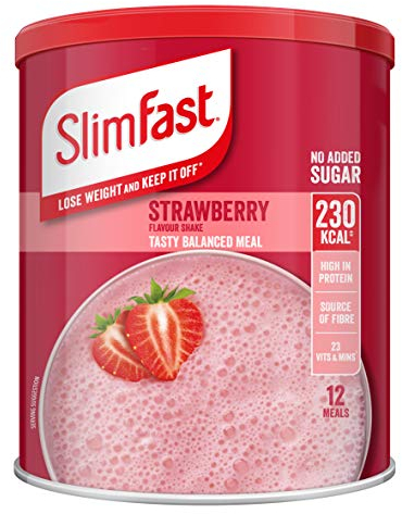 SlimFast Meal Shake, Erdbeergeschmack, neues Rezept, 12 Portionen, Gewicht verlieren und halten, Verpackung kann variieren, 438 g