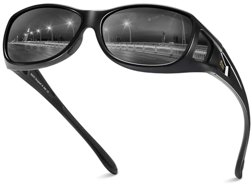 DUCO Män och kvinnor solglasögon polariserade unisex glasögon överglasögon för glasögonbärare Fit-over polglasögon 8953, M – svart, grå, Medium
