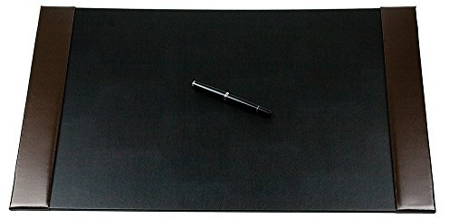 DELMON VARONE - Personalisierbare Schreibtischunterlage mit 2 Seitenfächer Cambridge Top Grain Leder braun, Rutschfeste Schreibunterlage abwaschbar, Schreibtisch Unterlage als Mousepad, 64x42 cm