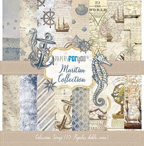 Papers For You - Scrapbooking und Bastelpapier Set Maritim Kollektion | Beinhaltet 10 doppelseitige Papiere mit verschiedenen Motiven | Größe 30,48 x 30,48 cm (12 x 12)