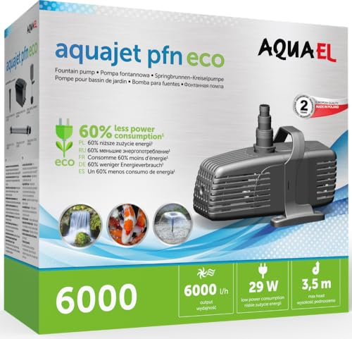 Aquael Dammpump AQUAJET PFN ECO fontänpump fontänpump energibesparande (PFN-6000 ECO), svart