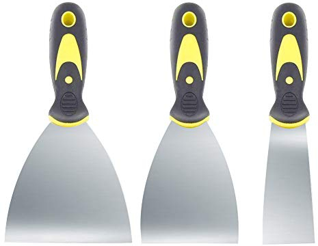 3 Pack Wallpaper Scraper Tool Set Stainless Steel Filling Putty Scraper Paint Scraper Metal Wall Filler Tool Scrapers Strippers Remover for Plastering DIY Decorating Paint Wallpaper Removal