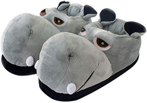 SHIXIAOSHU Pantofole in Cotone Pantofole da casa per Adulti ippopotami Pantofole in Peluche di Cartone per Animali