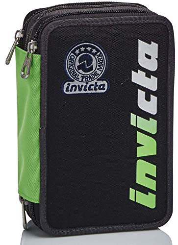 Invicta Federmäppchen, Mäppchen, mehrfarbig, Federtasche für Schreibwaren, Etui mit Stiften, Kugelschreiber, & mehr, 3 Fächer, Mädchen & Jungen, Schule - Grundschule, XXL, mehrfarbig