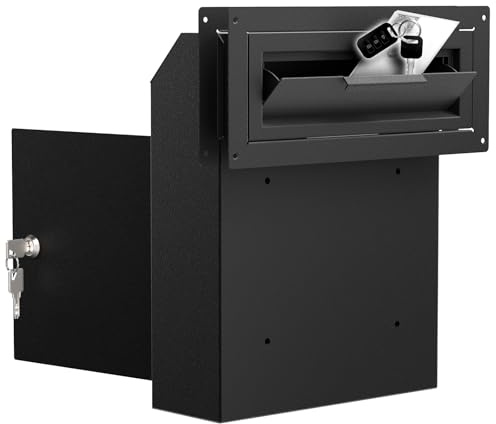 Door Drop Box for Mail, Rent, Deposit, and Night Key - Wall Mount Locking Mailbox with Rear Access Through The Door