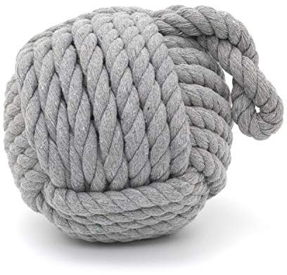Grey Nautical Knot Rope Heavy Doorstop | Nautical Monkey's Fist Seaside Rope Door Stop | Beach Rope Knot Door Stopper Ball