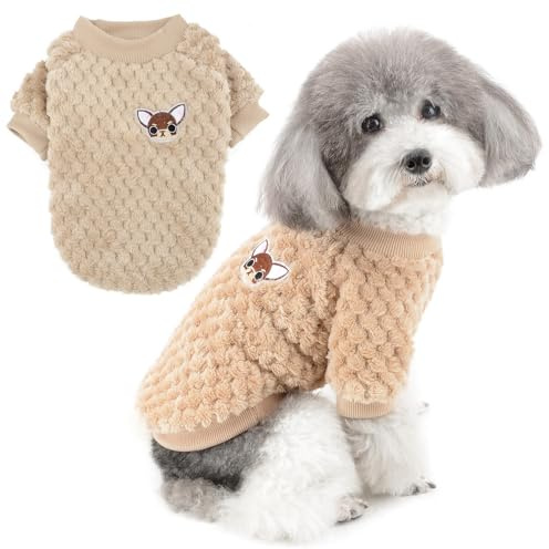 Zunea Hundepullover für kleine Hunde Fleece Warm Weich Welpen Sweater Wintermäntel Winterjacken Hunde Bekleidung Haustier Chihuahua Katzen Kleidung Braun L